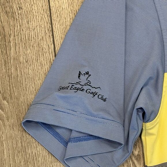 Footjoy Golf Polo Shirt Mens Large Colorblock Blue Yellow Black Athletic Casual - Picture 4 of 8